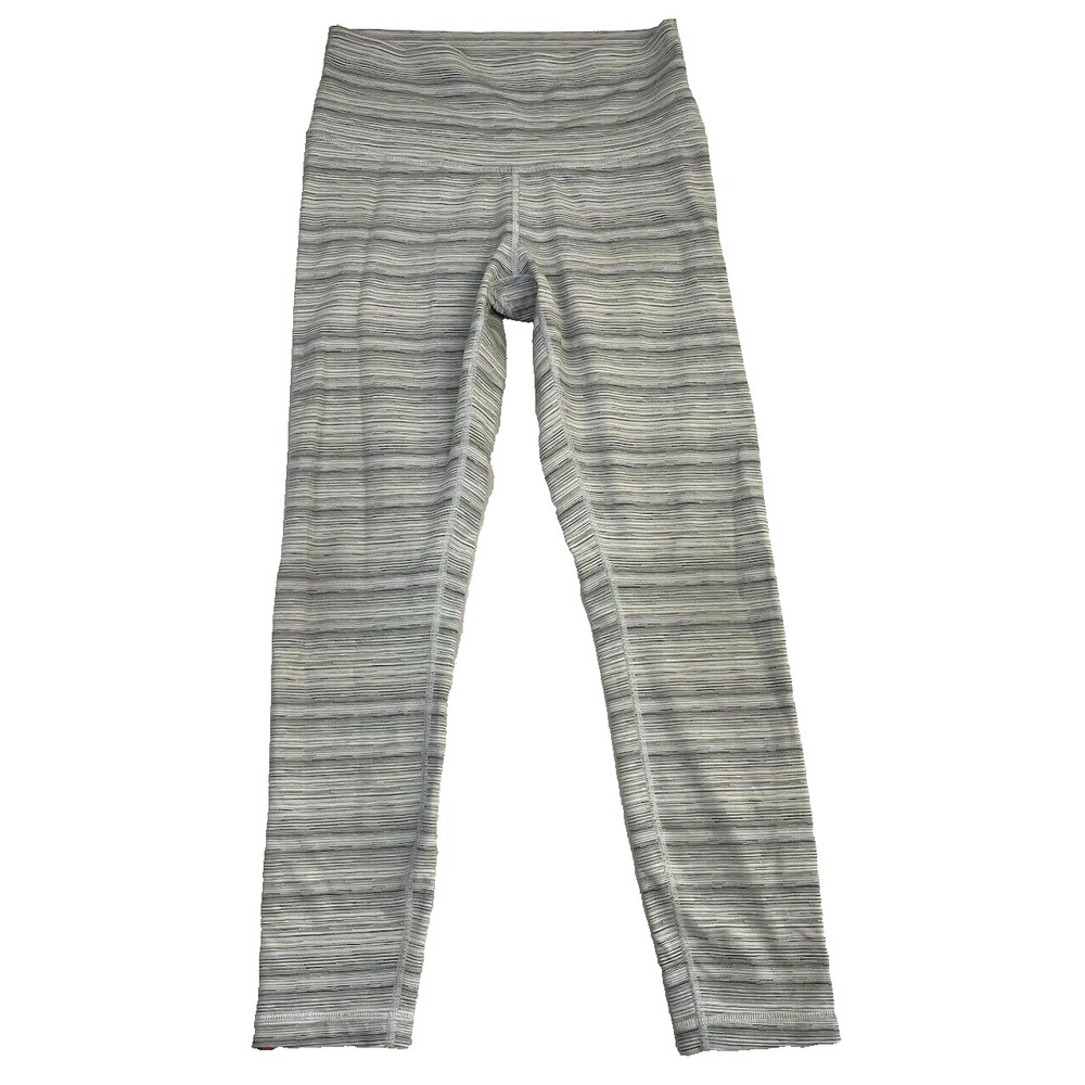 Lululemon Leggings Womens 6 High Times Pant Zip‎ Cyber Stripe White Silver Yoga
